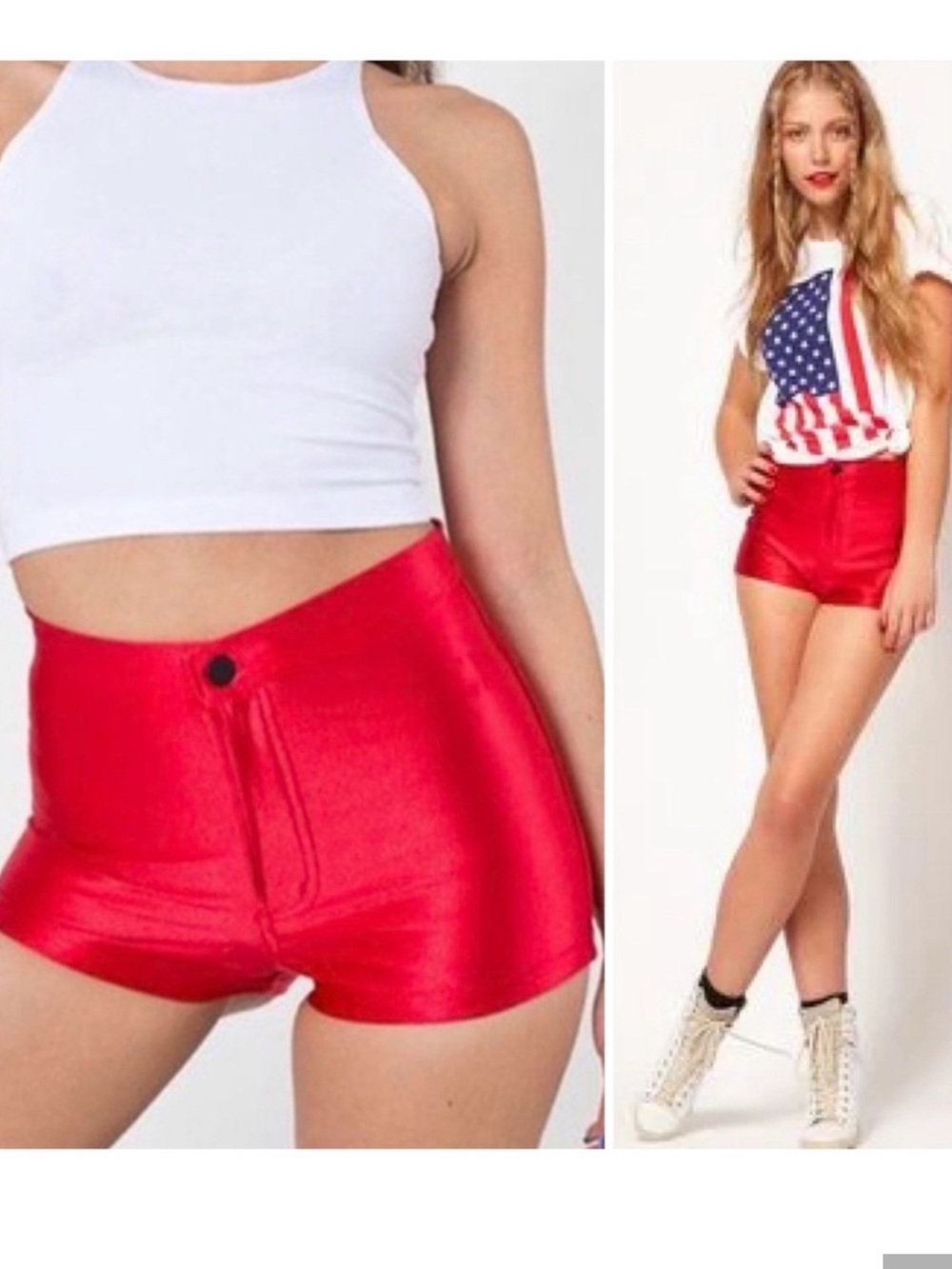 American Apparel The Disco Shorts In Shiny Red Size small EUC